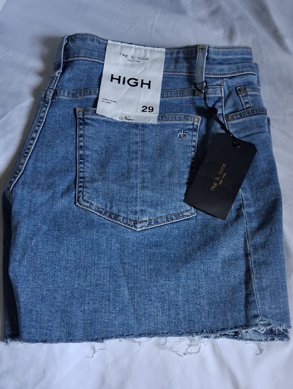 rag & bone High Rise Light Blue Denim Mini Skirt